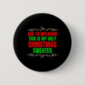 Badge Rond 5 Cm Funny Due To Inflation Ugly Christmas Sweaters Fam (Devant)