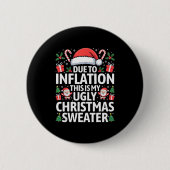 Badge Rond 5 Cm Funny Due To Inflation Ugly Christmas Sweaters Men (Devant)