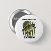 Badge Rond 5 Cm Funny Easily Distracted By Camo B Fish American Fl (Devant & derrière)