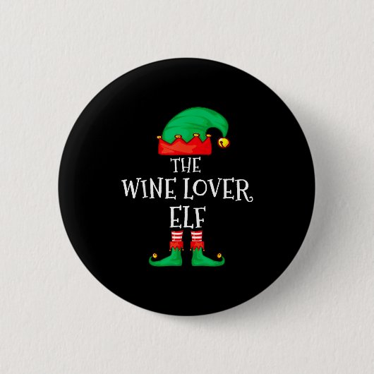 Badge Rond 5 Cm Funny Elf Family Christmas The Wine Lover Elf Men  (Devant)