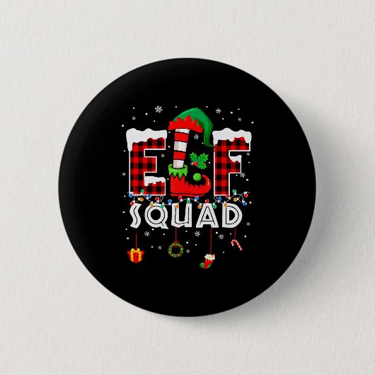 Badge Rond 5 Cm Funny Elf Squad Christmas Family Matching Pajamas (Devant)