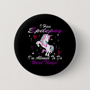 Badge Rond 5 Cm Funny Epilepsie Sensibilisation Unicorn Purple J'A