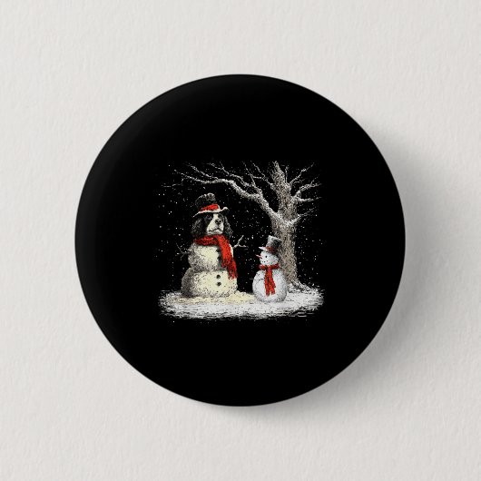 Badge Rond 5 Cm Funny Er Spaniel Dog In The Snow Tree Christmas Wi (Devant)