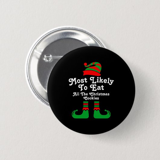 Badge Rond 5 Cm Funny Family Christmas Most Likely To Elf  (Devant & derrière)