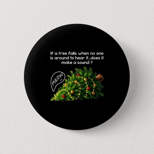 Badge Rond 5 Cm Funny Felines Pushing Christmas Tree Ugly Xmas Paj (Devant)