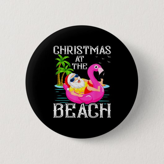 Badge Rond 5 Cm Funny Flamingo Float Santa Claus Christmas At The (Devant)