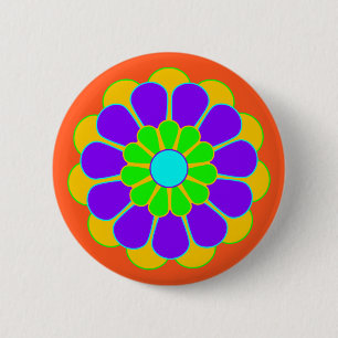 Badge Rond 5 Cm Funny Flower Power Bloom II + votre backgr. & idée