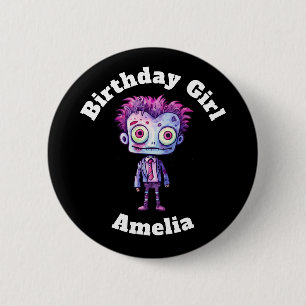 Badge Rond 5 Cm Funny Frankenstein Monster Fun Anniversaire Fille