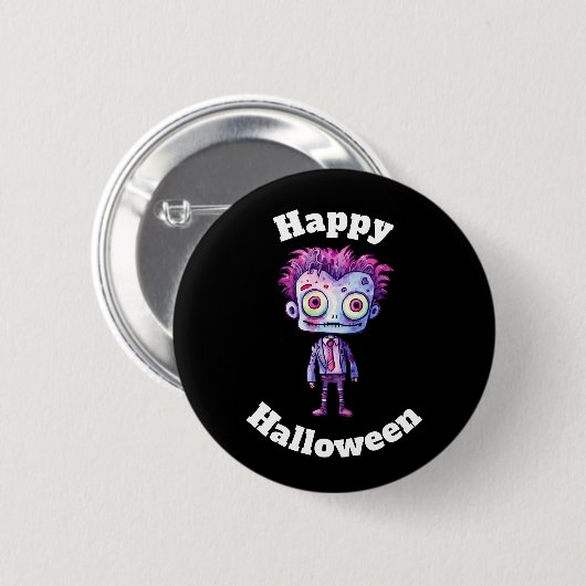Badge Rond 5 Cm Funny Frankenstein Monster Halloween Fun (Devant & derrière)