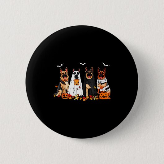 Badge Rond 5 Cm Funny Ghost German Shepherd Halloween Dog Mom Dog (Devant)