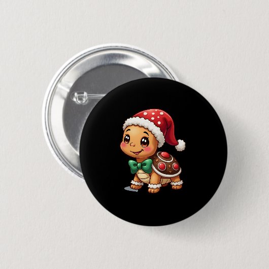 Badge Rond 5 Cm Funny Gingerbread Man Turtle Christmas Womens Mens (Devant & derrière)