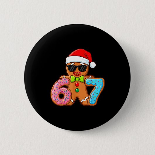 Badge Rond 5 Cm Funny Gingerbread Six Seven 67 Ice Cream Drip Chri (Devant)