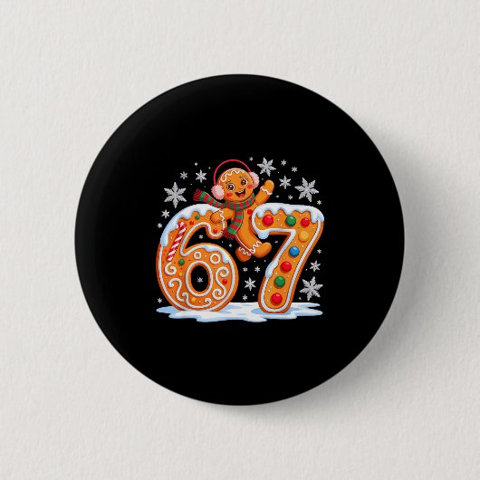 Badge Rond 5 Cm Funny Gingerbread Six Seven 67 Ice Cream Drip Chri (Devant)
