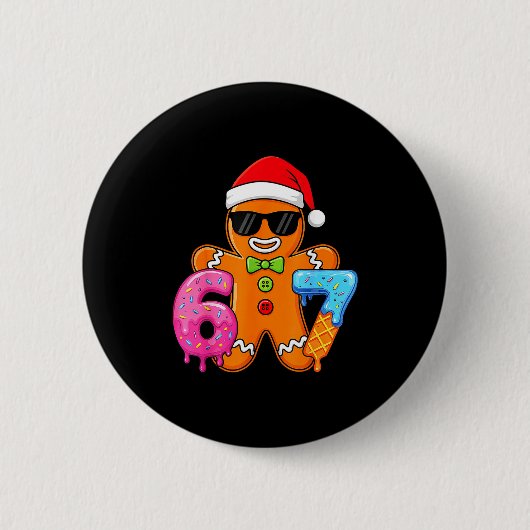 Badge Rond 5 Cm Funny Gingerbread Six Seven 67 Ice Cream Drip Chri (Devant)