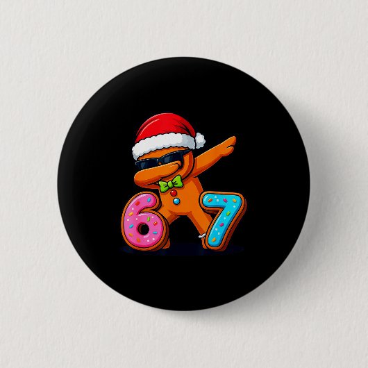 Badge Rond 5 Cm Funny Gingerbread Six Seven 67 Ice Cream Drip Chri (Devant)