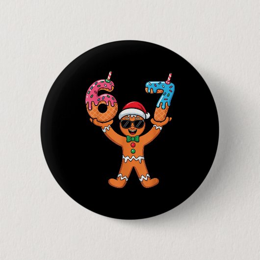 Badge Rond 5 Cm Funny Gingerbread Six Seven Meme Christmas Brainro (Devant)