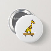 Badge Rond 5 Cm Funny Giraffe Lover Giraffe Skateboard (Devant & derrière)