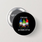 Badge Rond 5 Cm Funny Gnomes Merry Christmas Frohe Weihnachten (Devant & derrière)
