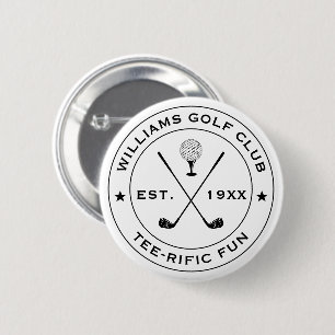 Badge Rond 5 Cm Funny Golf Club Golfer Pun texte personnalisé noir