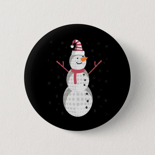 Badge Rond 5 Cm Funny Golf Snowman Noël Nouvel An Cadeau (Devant)