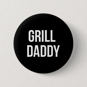 Badge Rond 5 Cm Funny Grill Papa Barbecue Et Fumer Pour La Fête de