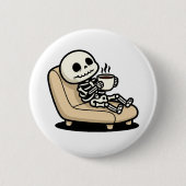 Badge Rond 5 Cm Funny Grim Reaper Drinking Coffee | "Dead Inside" (Devant)