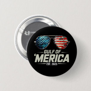 Badge Rond 5 Cm Funny Gulf Of USA America 2025 Lunettes de soleil