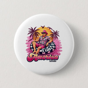 Badge Rond 5 Cm Funny Gulf Of Usa America 2025 Plage Rose Trump 20