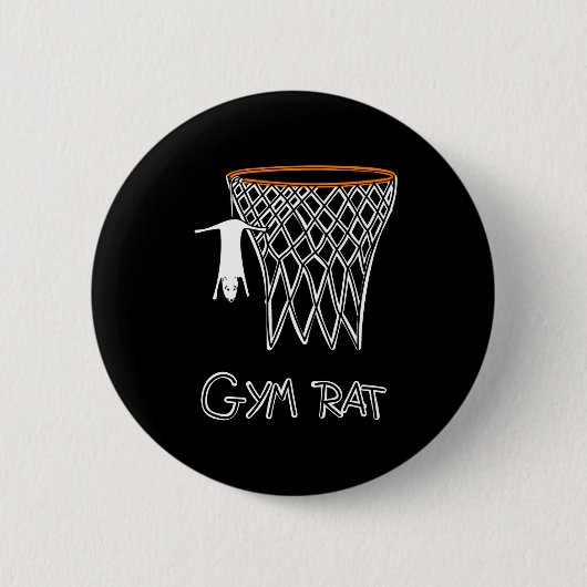 Badge Rond 5 Cm Funny Gym Rat Basketball Hoop  (Devant)