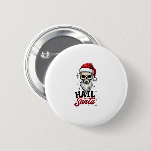 Badge Rond 5 Cm Funny Hail Santa Claus Skull Skeleton Antichrist C (Devant & derrière)