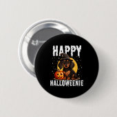 Badge Rond 5 Cm Funny Happy Halloweenie Halloween 2024 Weiner Dog (Devant & derrière)