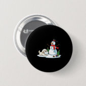 Badge Rond 5 Cm Funny Havanese Snowman Christmas Tree Xmas Womens (Devant & derrière)