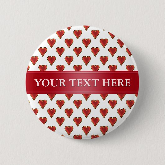 Badge Rond 5 Cm Funny Heart Pattern gold red + your backgr. & (Devant)