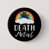 Badge Rond 5 Cm Funny Heavy Death Metal Chat Rainbow Rock Music (Devant)