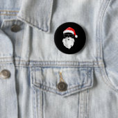 Badge Rond 5 Cm Funny Hipster Santa Face With Hat Beard &amp; Gles (En situation)