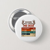 Badge Rond 5 Cm Funny Hunter Reasons Why I Missed The Deer Hunting (Devant & derrière)