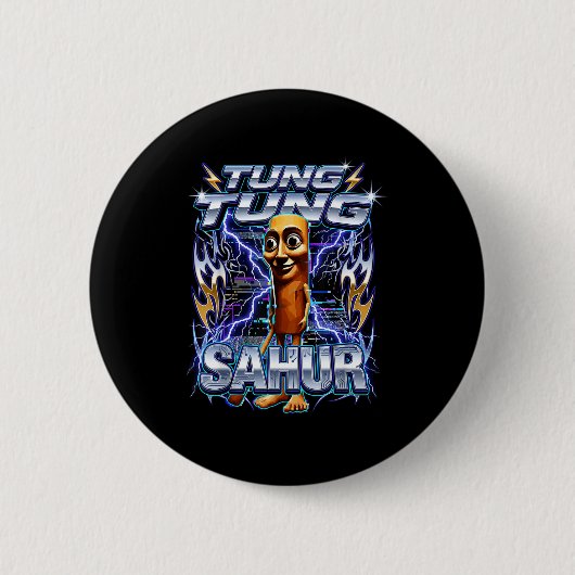 Badge Rond 5 Cm Funny Italian Brainrot Tung Tung Tung Sahur  (Devant)