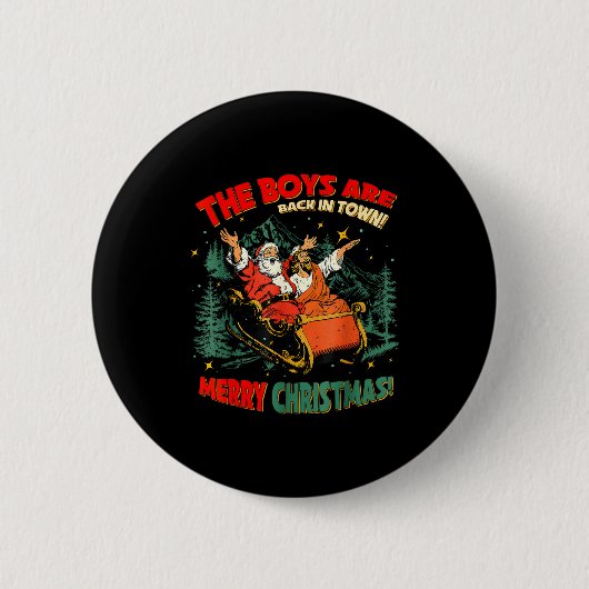 Badge Rond 5 Cm Funny Jesus Santa The Boys Are Back In Town Merry  (Devant)