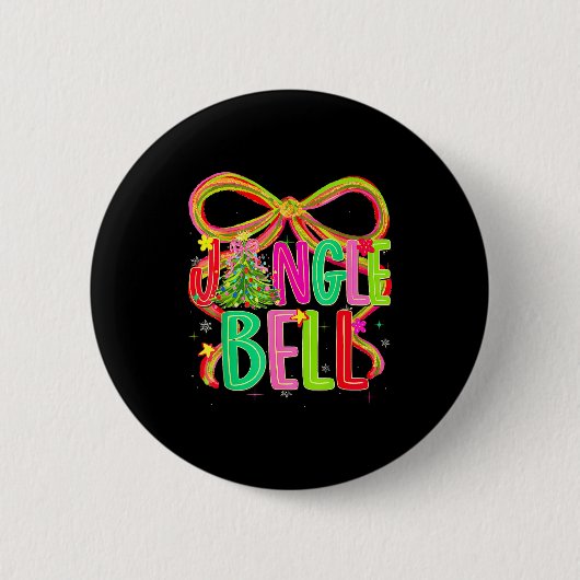 Badge Rond 5 Cm Funny Jingle Bells Coquette Bow Merry Christmas Gi (Devant)