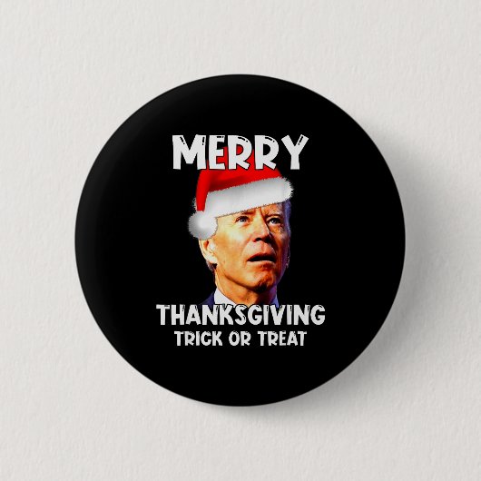 Badge Rond 5 Cm Funny Joe Biden Santa Hat Merry Thanksgiving Chris (Devant)