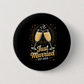 Badge Rond 5 Cm Funny Just Married Newlywed Honeymoon Couple 2026 (Devant)