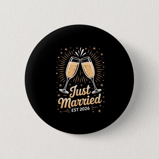 Badge Rond 5 Cm Funny Just Married Newlywed Honeymoon Couple 2026 (Devant)
