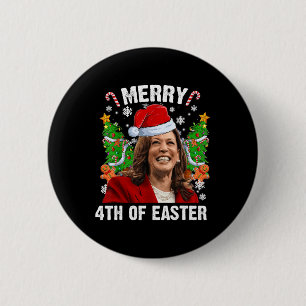 Badge Rond 5 Cm Funny Kamala Harris Noël Santa Hat Joyeux 4e