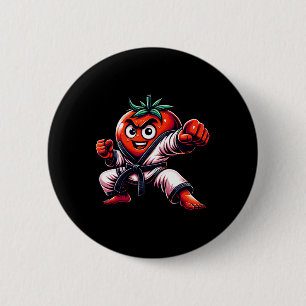 Badge Rond 5 Cm Funny Karate Tomato Design Pour Les Amateurs D'Art