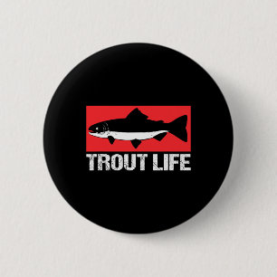 Badge Rond 5 Cm Funny Lake Truite Pêcheur Pêcheur truite Vie
