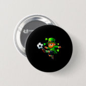 Badge Rond 5 Cm Funny Leprechaun Irish Soccer St Patricks Men Boy (Devant & derrière)
