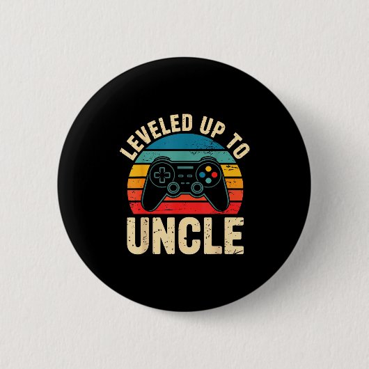 Badge Rond 5 Cm Funny Leveled Up To Uncle Video Gamers Gaming Cute (Devant)