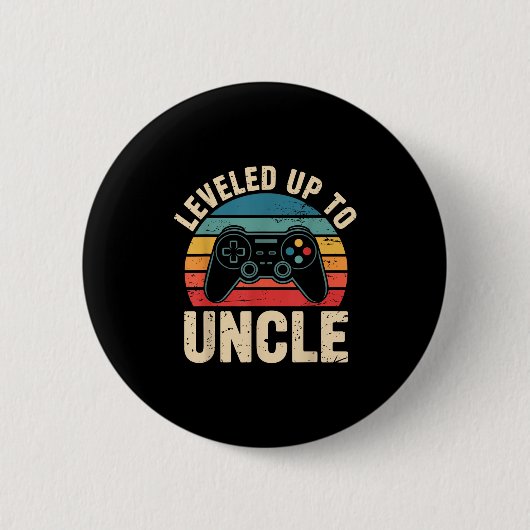 Badge Rond 5 Cm Funny Leveled Up To Uncle Video Gamers Gaming Cute (Devant)