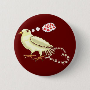 Badge Rond 5 Cm Funny Lovebird Valentine's Day Dove