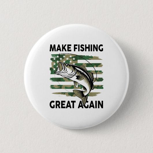 Badge Rond 5 Cm Funny Make Fishing Great Again Camo B Fish America (Devant)